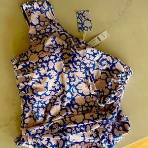*NEW JCrew x SZ Blockprints™ Ruched one-shoulder One Piece. Gorgeous print!